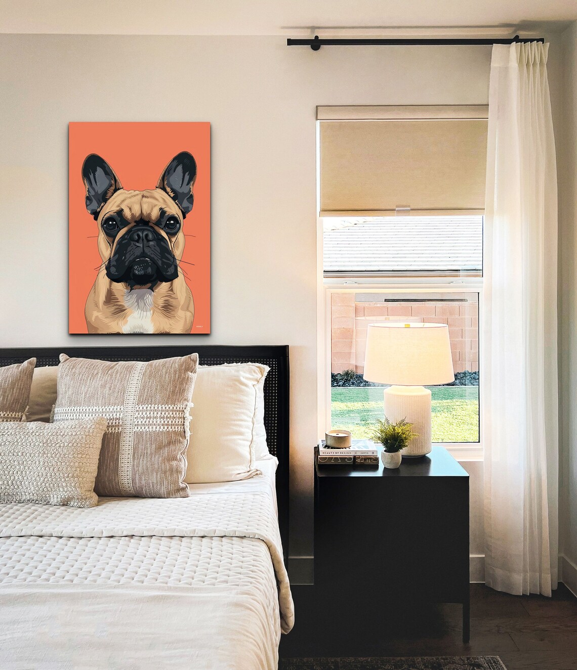 French Bulldog Portrait Coral Background Modern Dog Art Print - Image 3