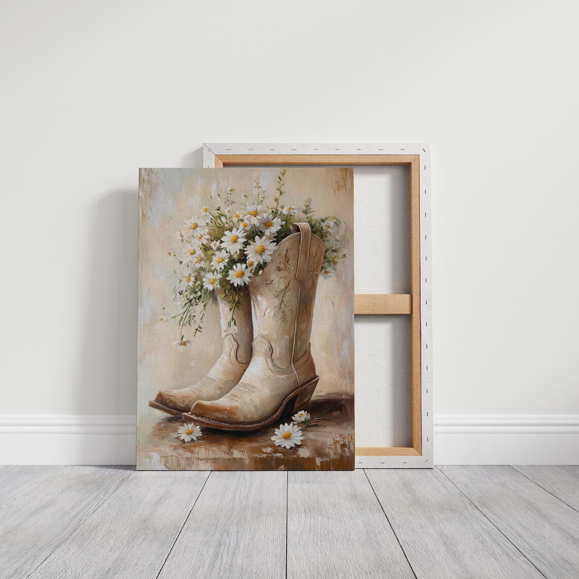 Vintage Cowboy Boots With Daisies, Rustic Farmhouse Art Print - Image 4