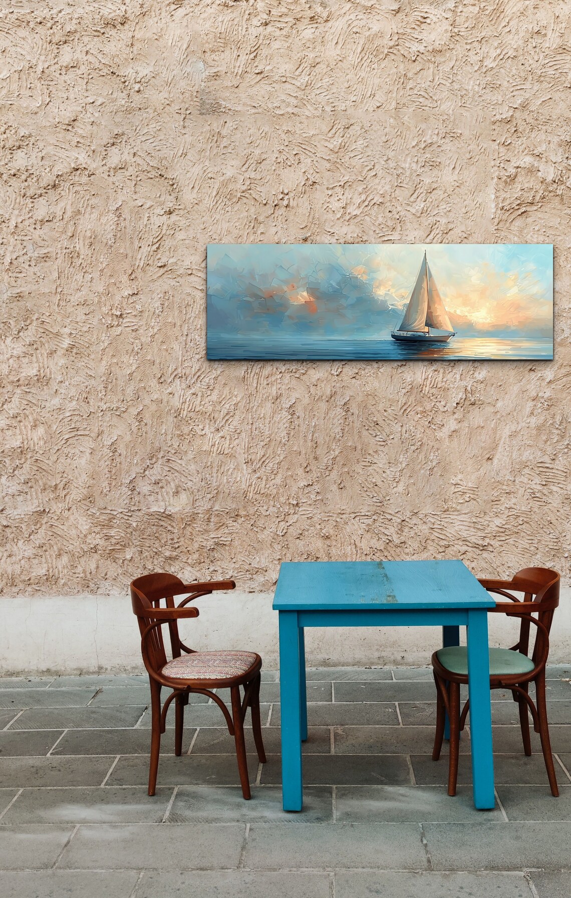 Sailboat At Sunset Impressionist Oil Painting Coastal Art Poster - Image 4