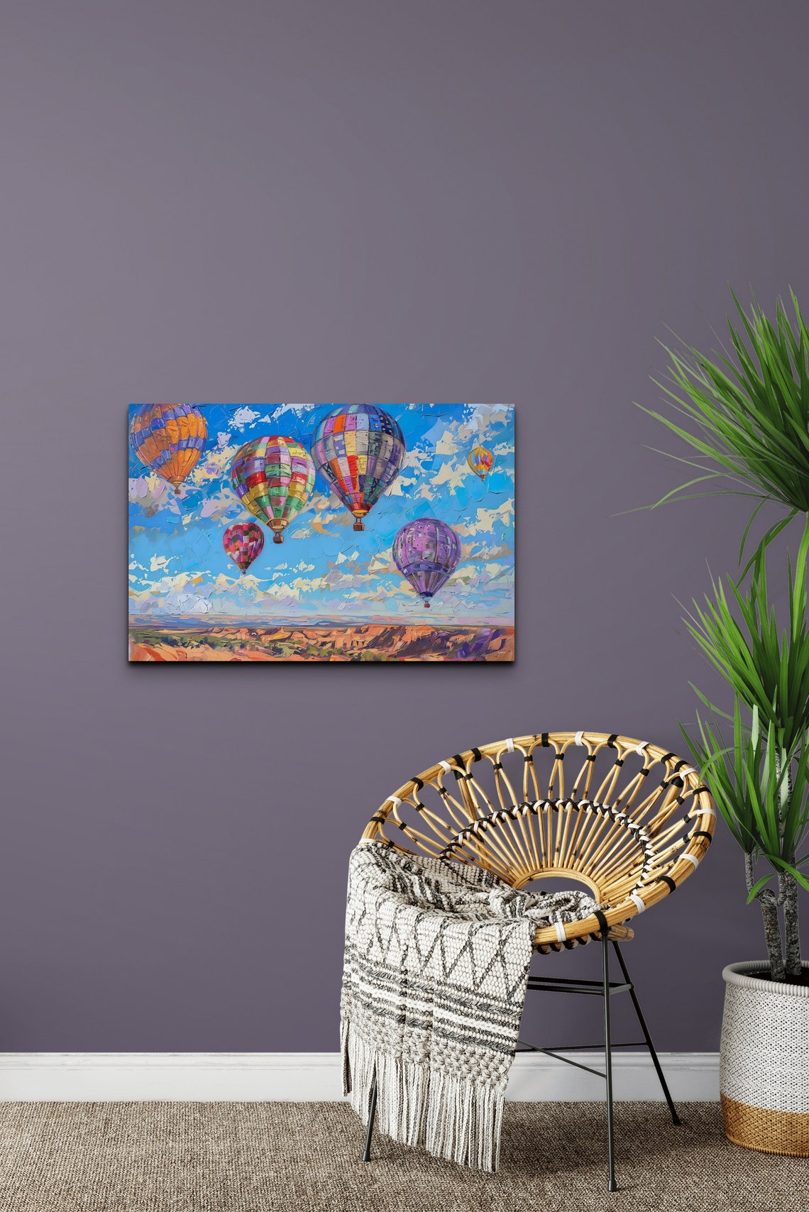 Hot Air Balloons Over Desert Canyon Impressionist Sky Poster - Image 6