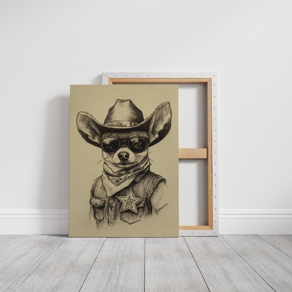 Cowboy Chihuahua Sheriff Dog Wearing Sunglasses Funny Poster - Image 6