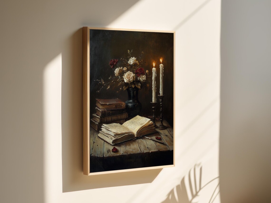 Romantic Vintage Still Life With Roses, Candles - Image 5