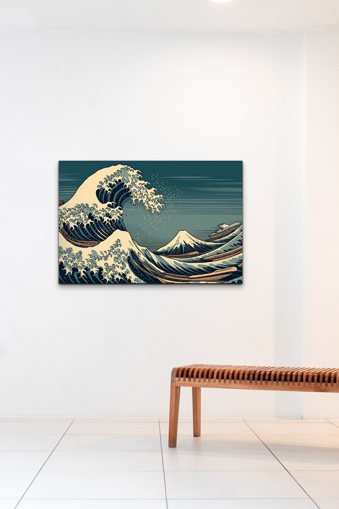 Hokusai Great Wave With Mount Fuji In Teal Japanese Art Poster - Image 3
