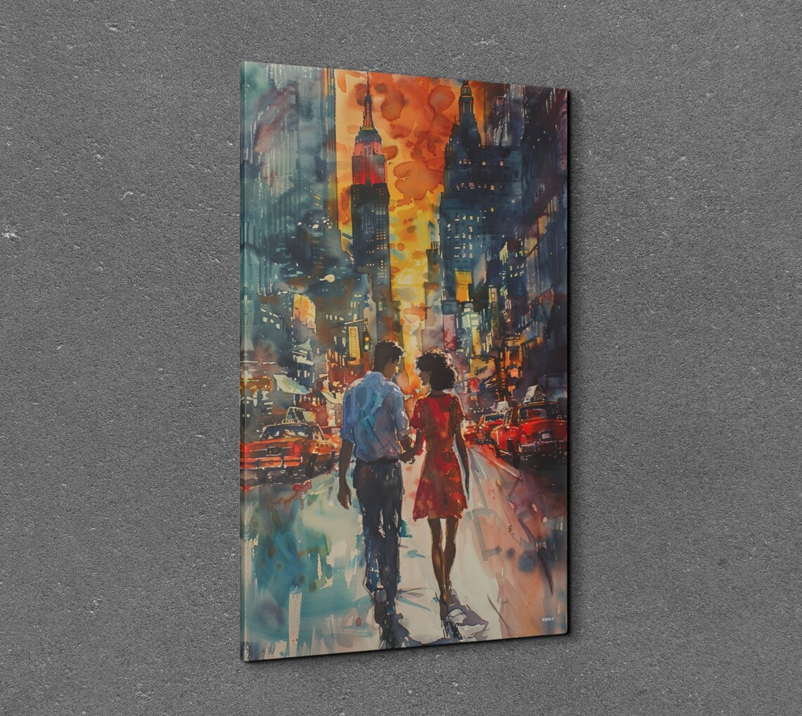 Watercolor Couple In New York City Art Print - Image 3