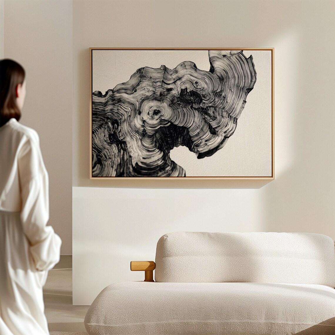 Abstract Black And White Tree Ring Art, Minimalist Decor - Image 4