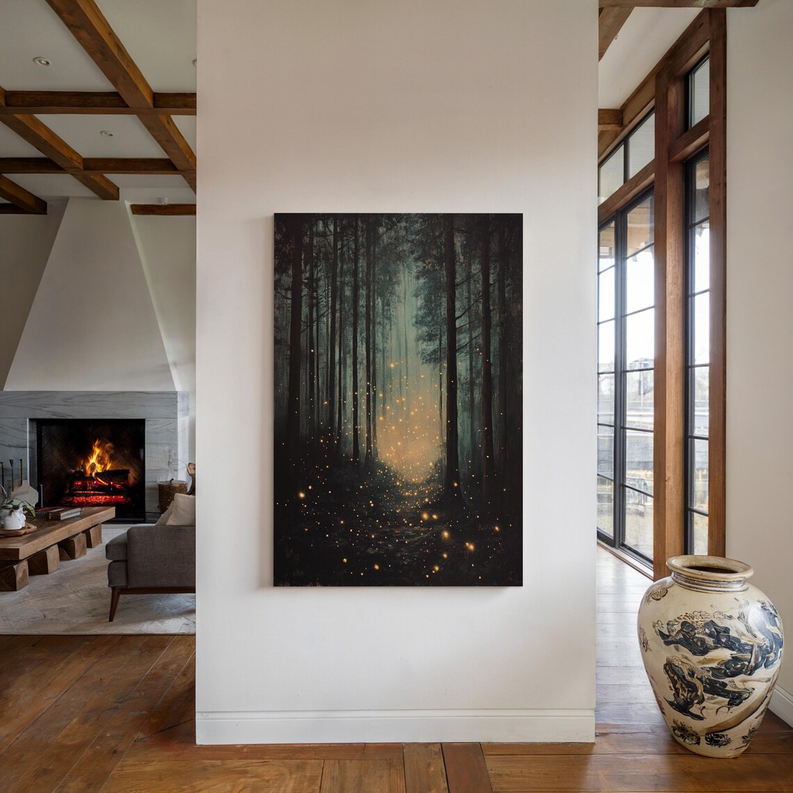 Enchanted Forest With Fireflies Art Print - Image 4