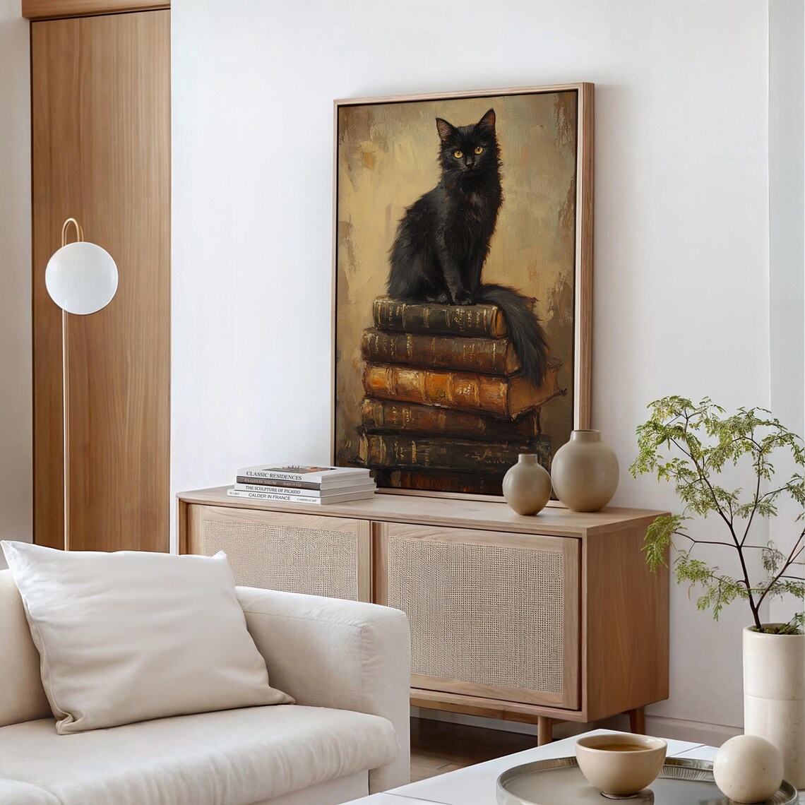 Black Cat on Antique Books, Vintage Inspired Art - Image 6
