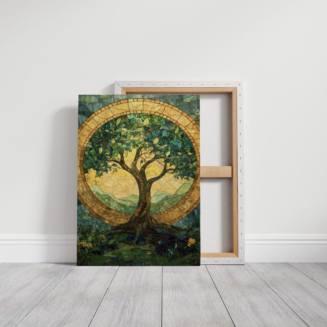 Stained Glass Tree Of Life With Golden Halo Mosaic Nature Poster - Image 6
