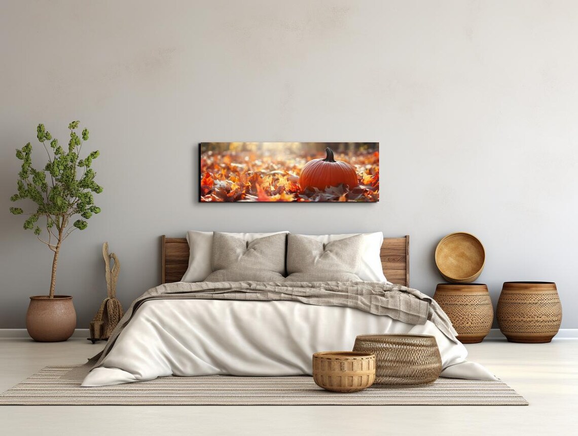 Single Pumpkin Resting in Golden Autumn Leaves Under Soft Sunlight Poster - Image 6