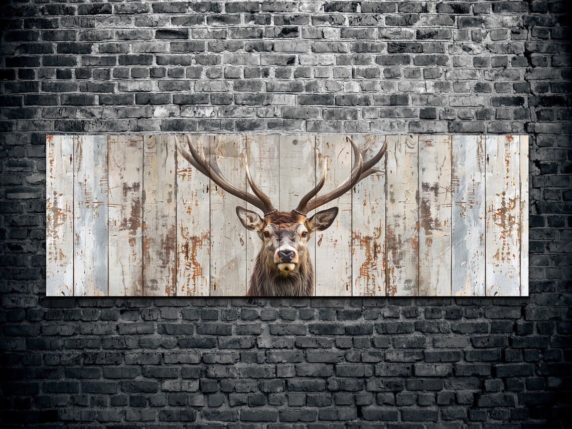 Deer Rustic Cabin Art, Vintage Panoramic Poster - Image 2
