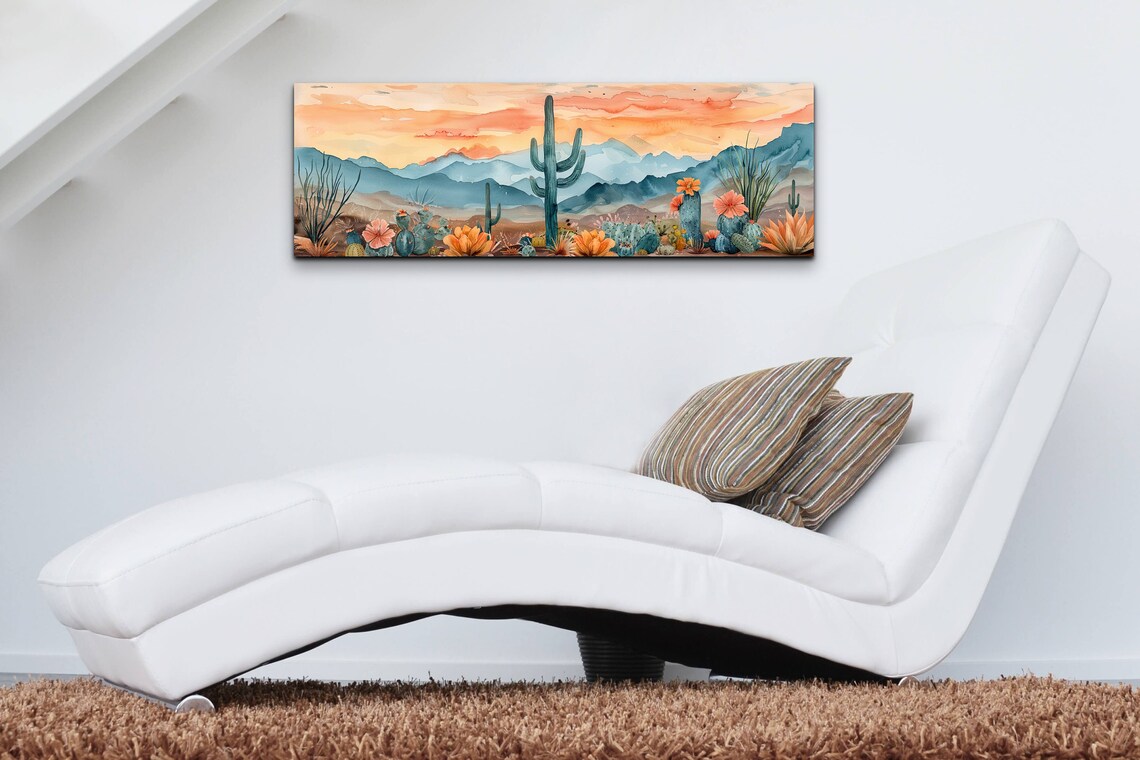 Panoramic Mid-Century Modern Arizona Landscape Art Print - Image 7