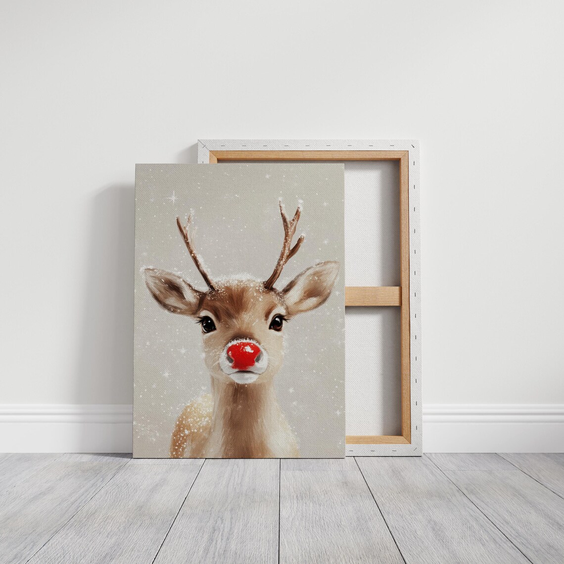 Red Nosed Reindeer Christmas Farmhouse Wall Art Print - Image 6