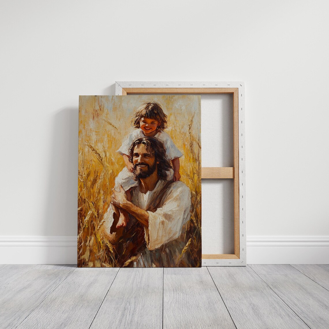 Jesus Carrying Child Golden Wheat Field Joy Christian Poster - Image 5