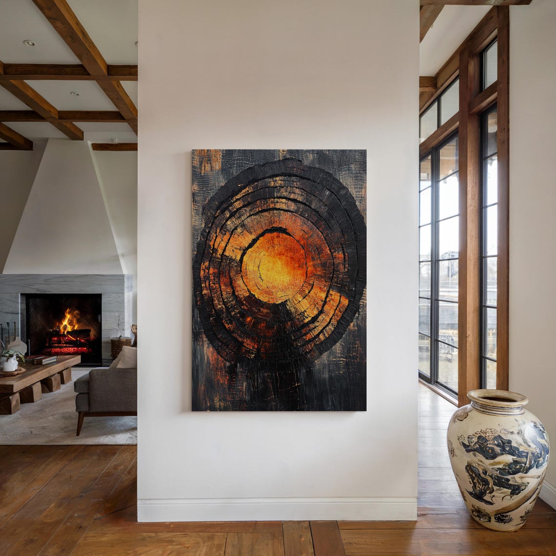 Black Bark Ember Core Abstract Tree Ring Dramatic Art Poster - Image 5