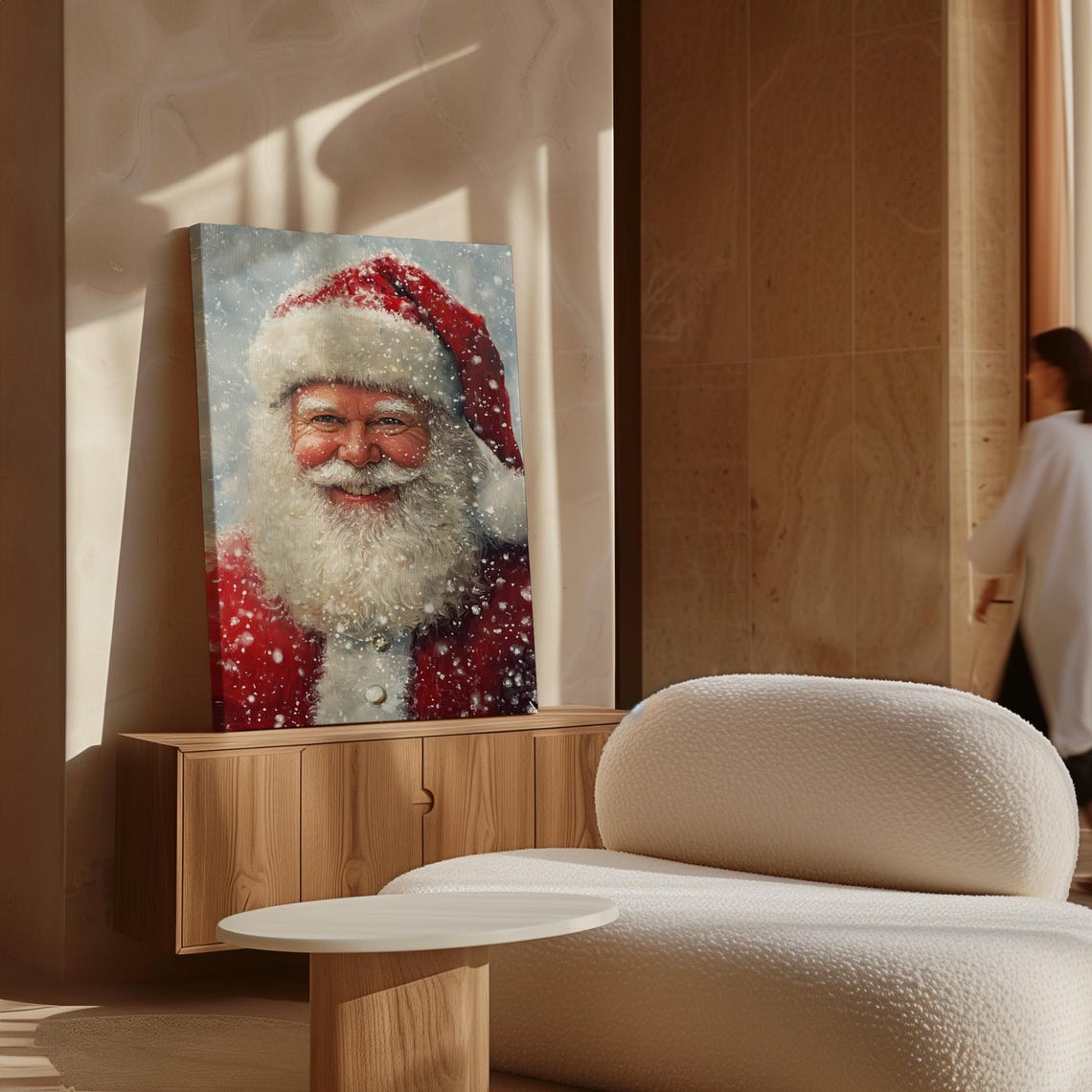Rustic Santa Claus Portrait Smiling In Falling Snow Vintage Poster - Image 7