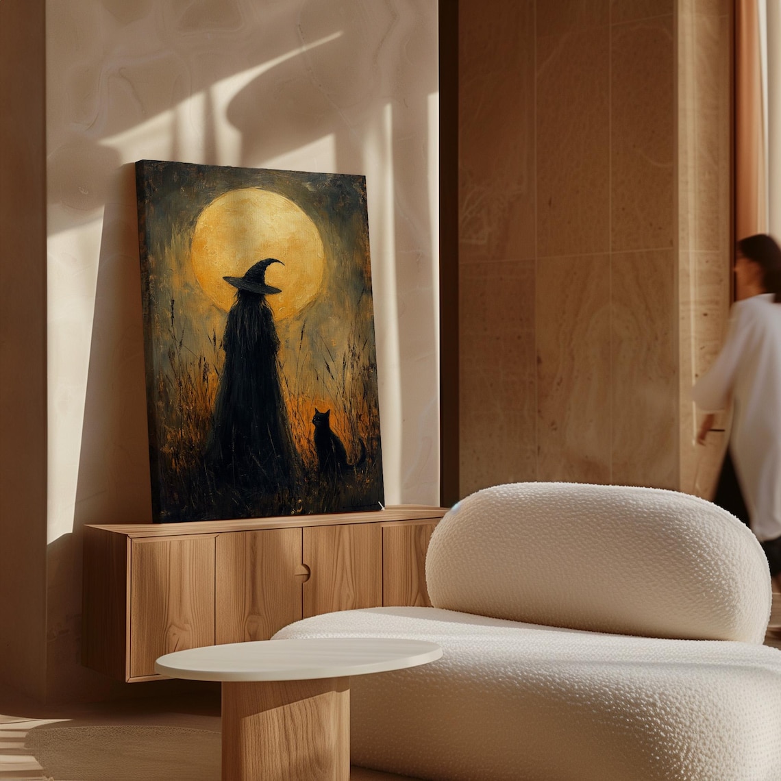 Full Moon Witch And Black Cat, Halloween Art Print - Image 6
