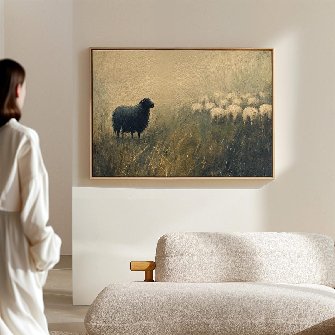 Black Sheep Standing in a Golden Field Moody Rustic Farmhouse Poster - Image 7