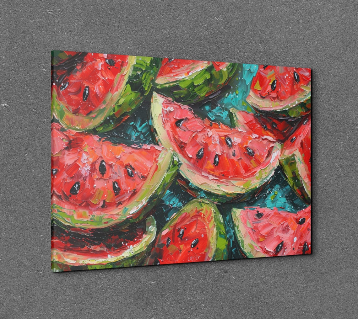 Vibrant Watermelon Slice Pattern Dark Background Fruit Poster - Image 7