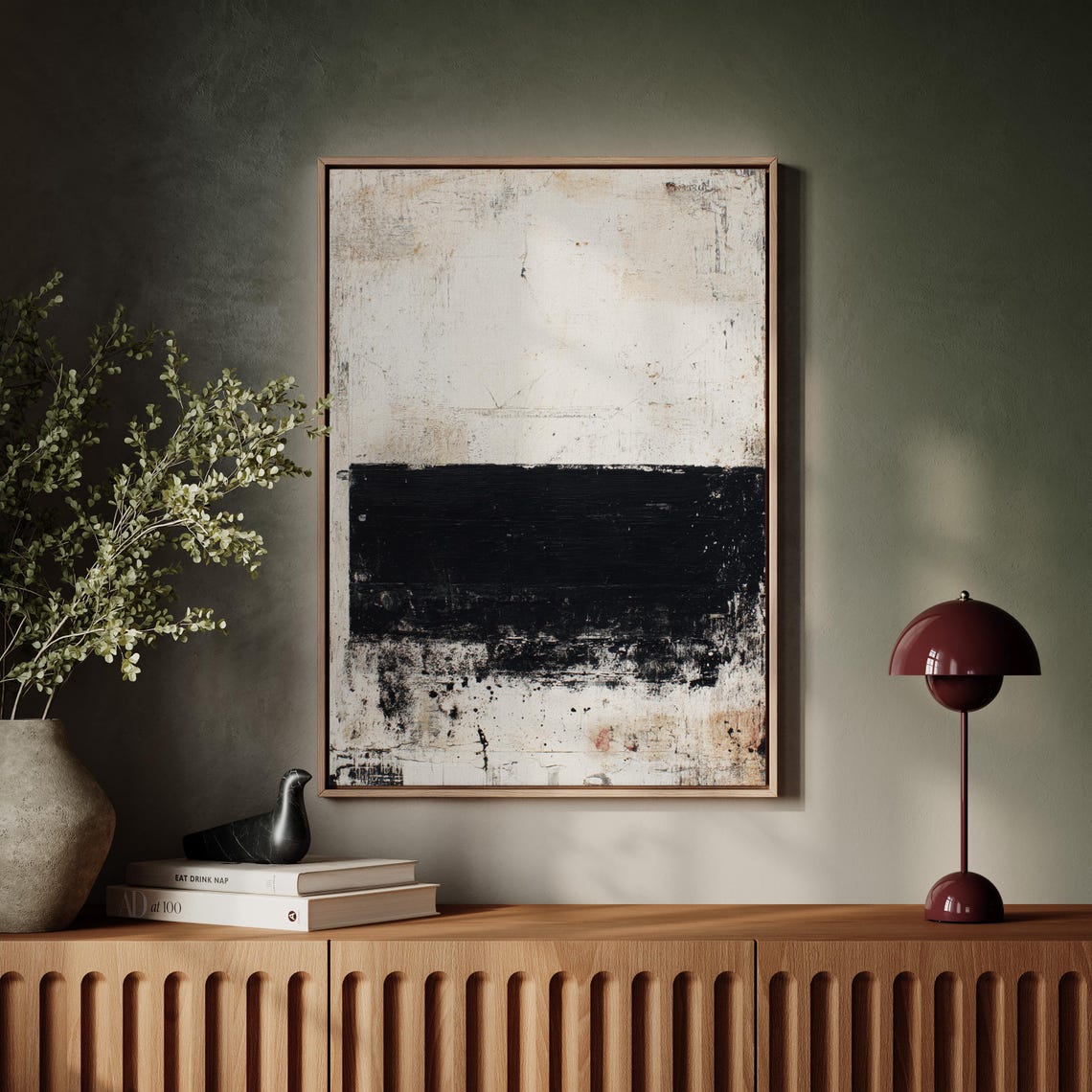 Black And White Abstract Minimalist Textured Canvas Wall Art