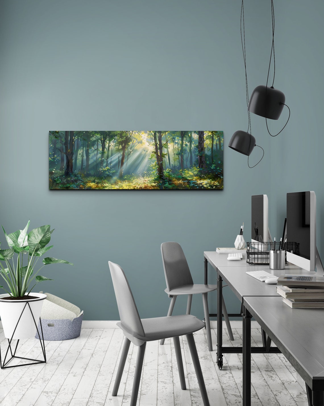 Foggy Pine Forest - Panoramic Wall Art - Image 4