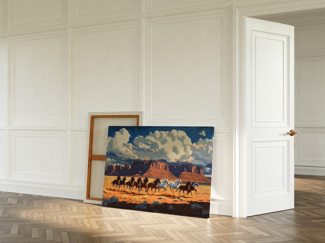 Wild Horses Galloping in Monument Valley Southwestern Art Poster - Image 3