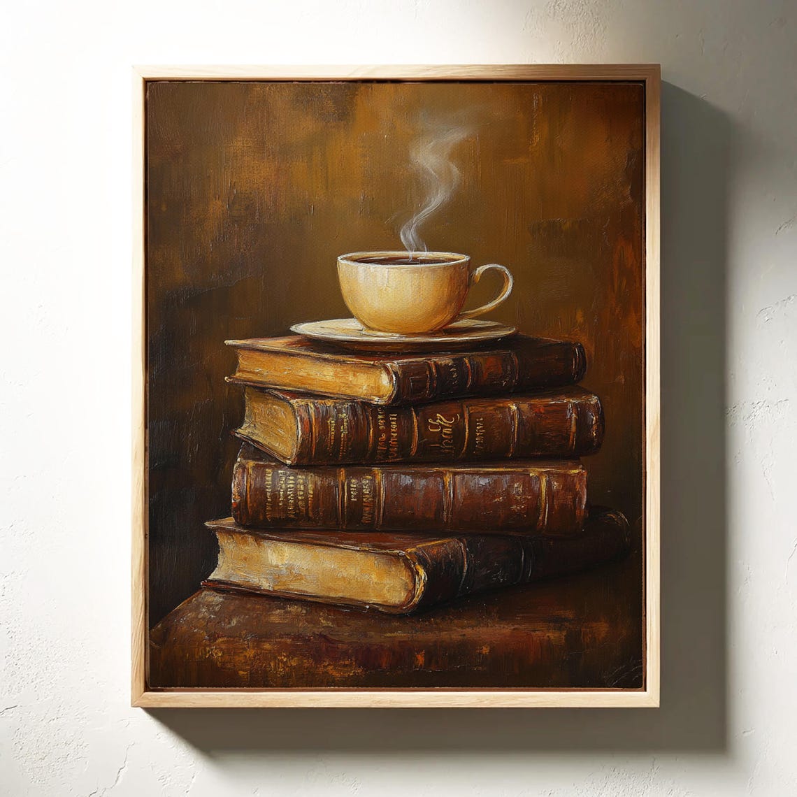 Cozy Coffee Cup On Vintage Books Warm Tones Rustic Still Life Poster - Image 5