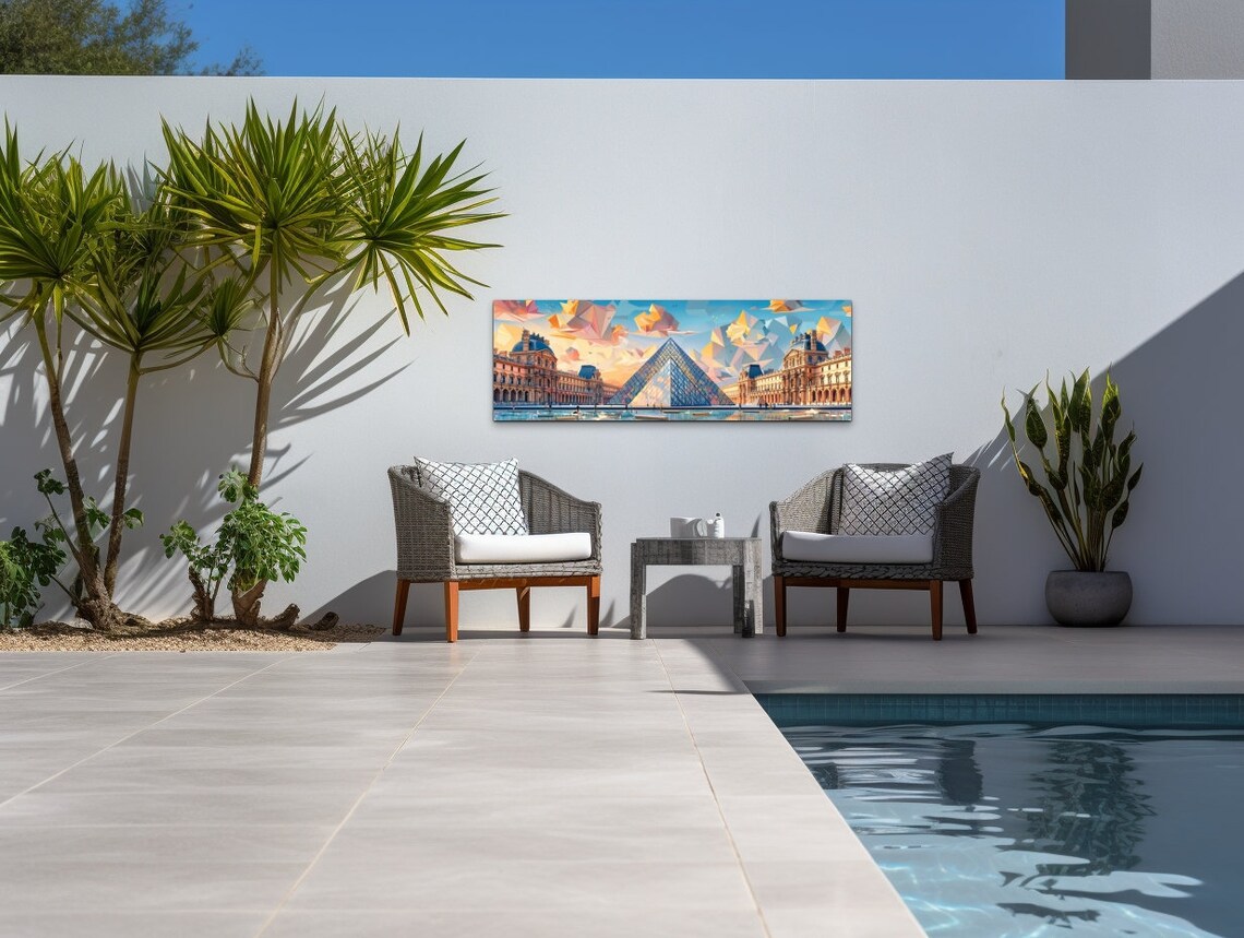 The Louvre Mid-Century Modern Panoramic Art Print - Image 5