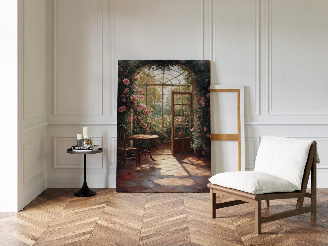 Romantic Rose Garden Patio Sunlit Conservatory Floral Poster - Image 5