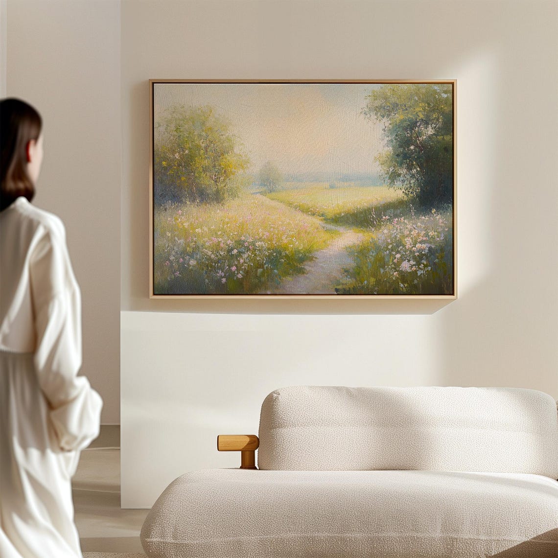 Wildflower Meadow Path Soft Impressionist Pastel Countryside Poster - Image 4