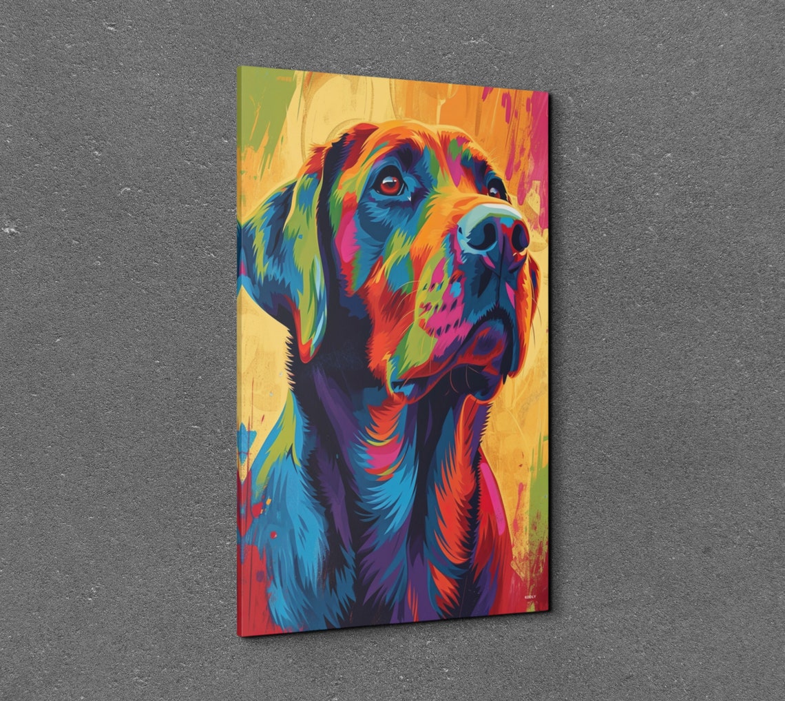 Labrador Retriever Portrait in Dazzling Neon Rainbow Pop Art Poster - Image 3