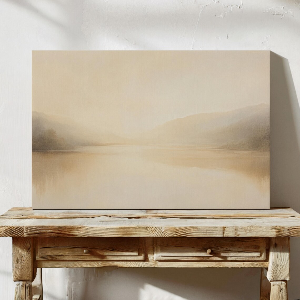 Tranquil Lake Horizon, Minimalist Neutral Nature Art Print - Image 5