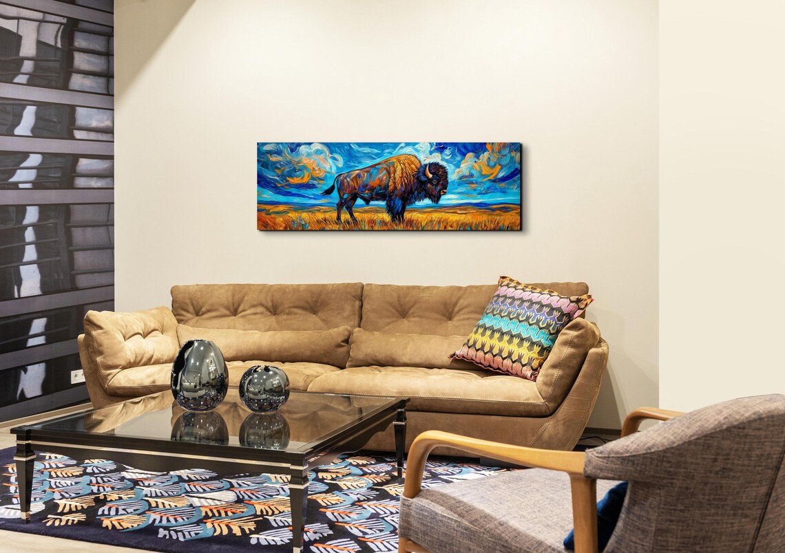 Panoramic Bison Buffalo Landscape Art Print - Image 6