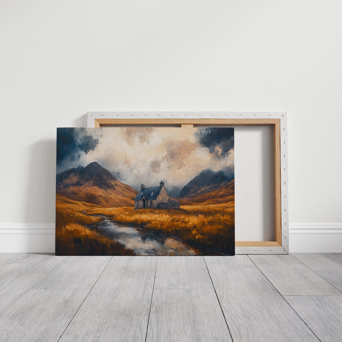 Rustic Highland Cottage In Golden Fields Mountain Landscape Poster - Image 3
