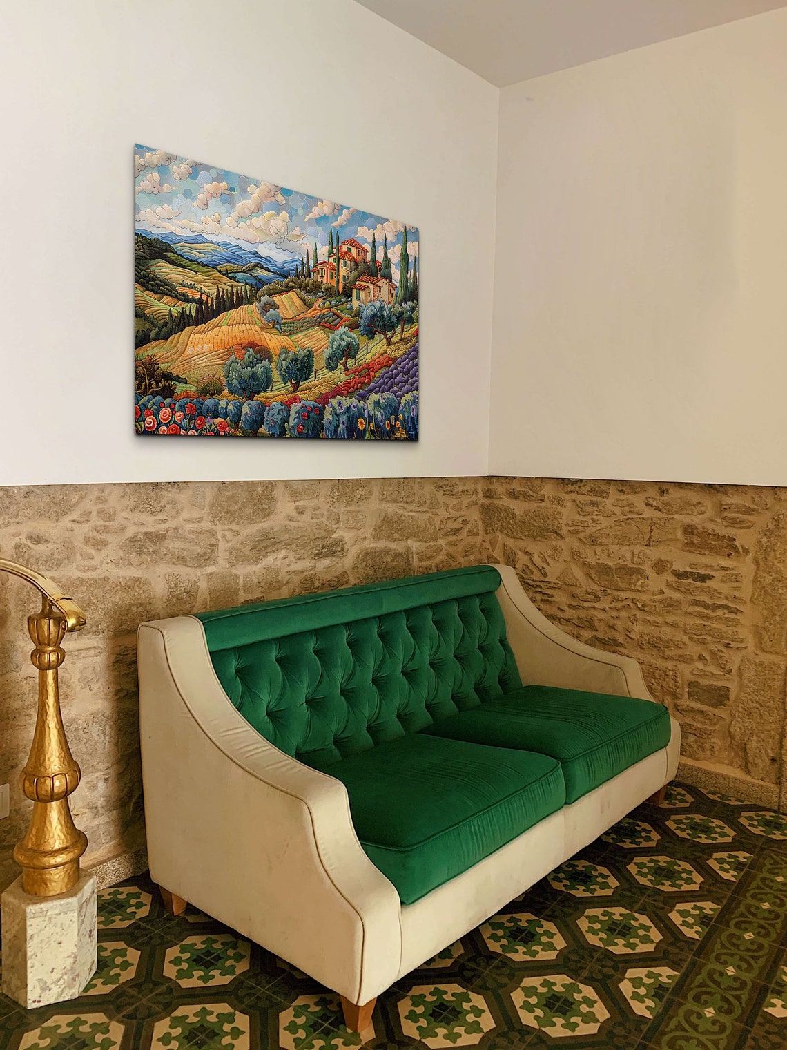 Tuscany In The Style Of Ernst Haeckel Wall Art Print France Rural Vineyard French Hillside Decor Vibrant Painting - Image 3