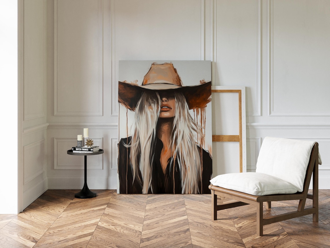 Blonde Cowgirl Western Drip Art Print, Rustic Farmhouse - Image 3