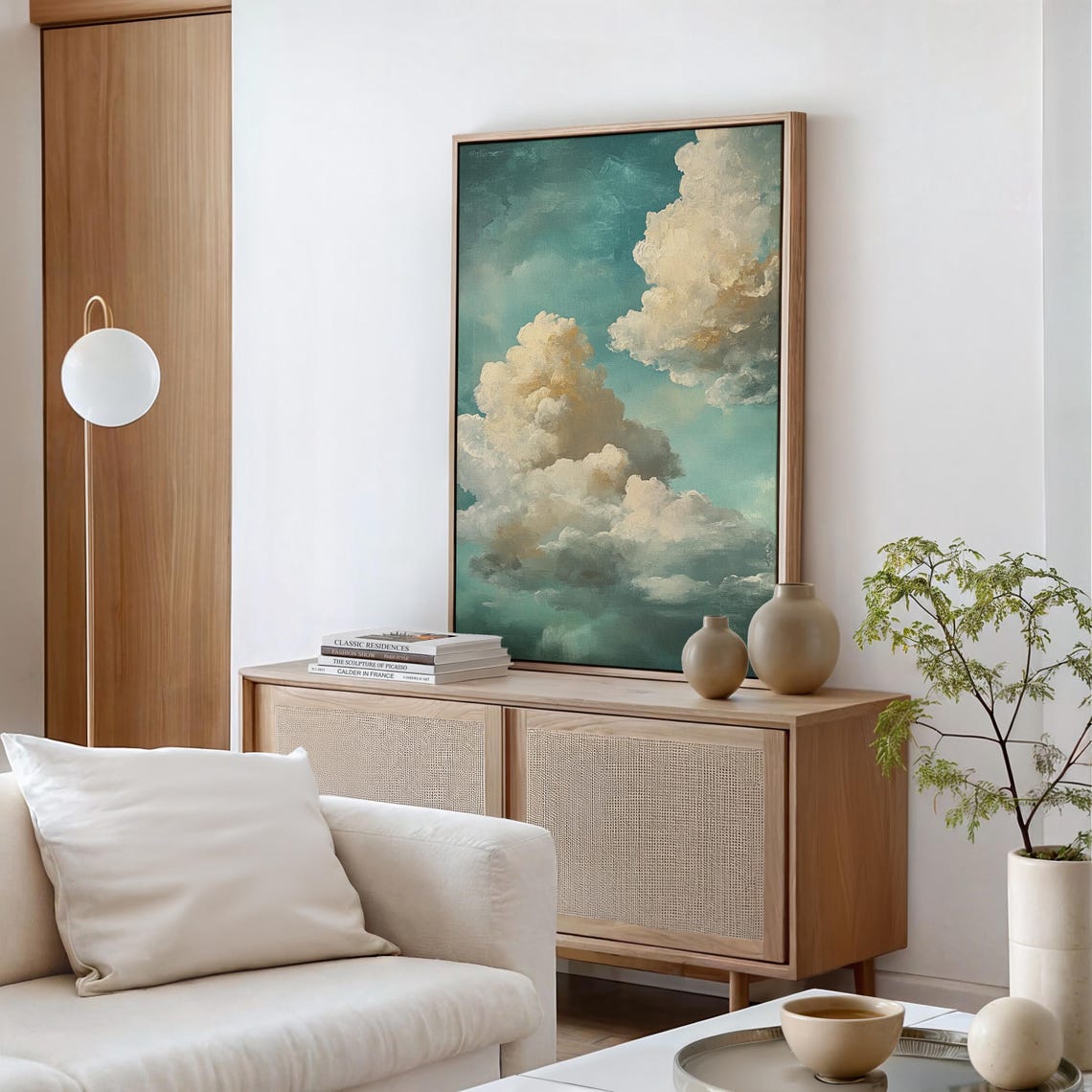 Dreamy Cloudscape Painting Teal Sky Billowing Clouds Serene Poster - Image 6