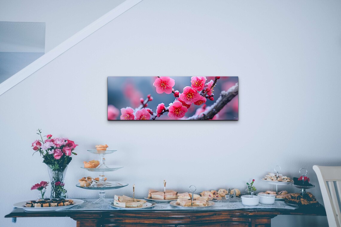Pink Cherry Blossom Tree Branch, Large Artwork - Image 4
