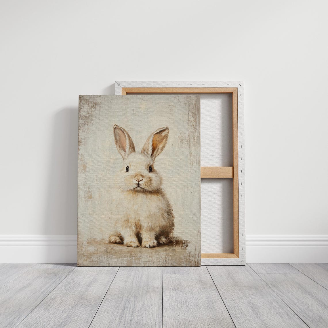 White Rabbit Portrait Distressed Vintage Animal Nursery Poster - Image 6