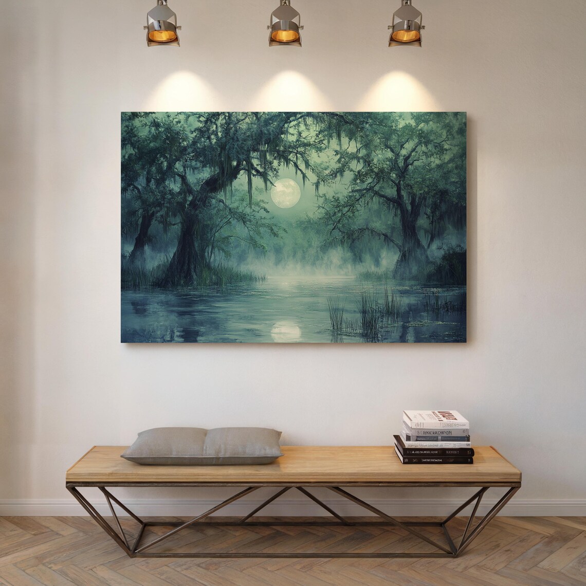 Mystical Moonlit Swamp Art Print, Forest Landscape - Image 4