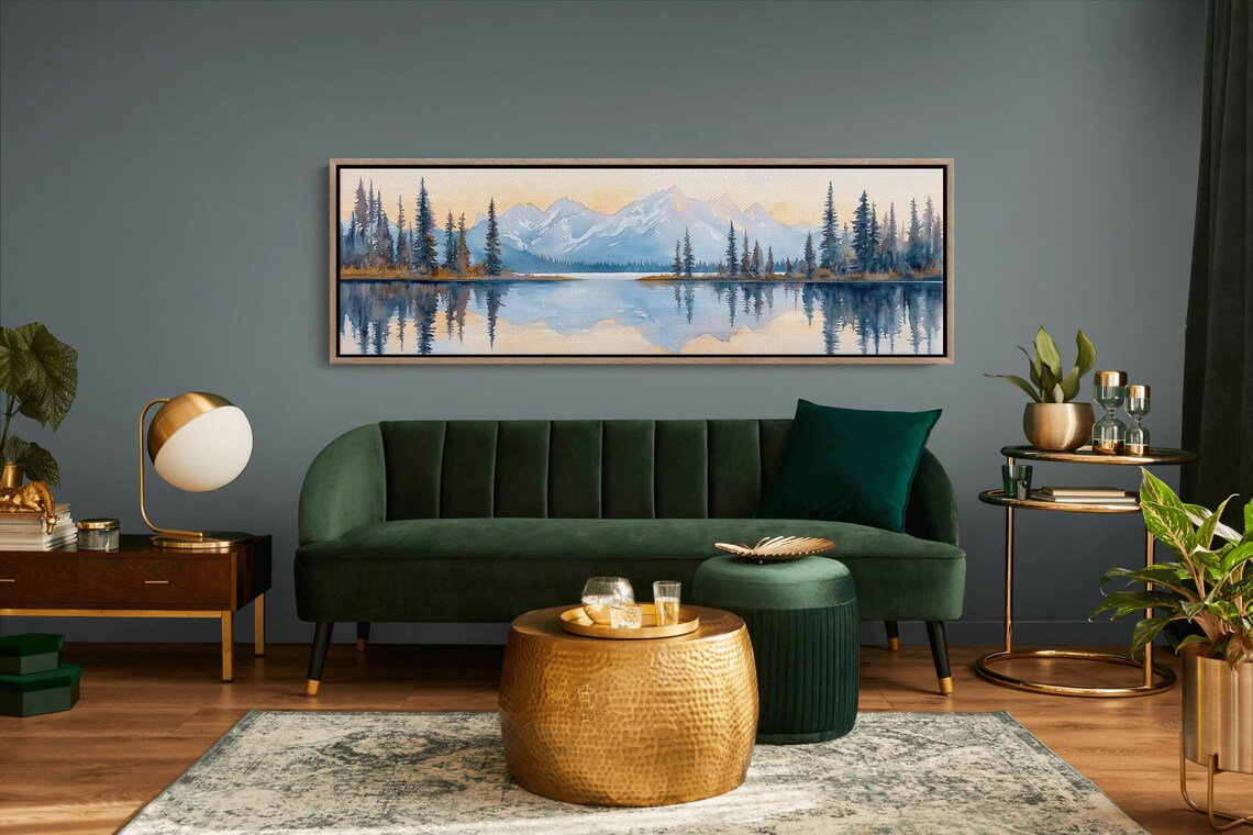 Mount Bear Lake Reflection Art Print, Watercolor Mountain Landscape - Image 5