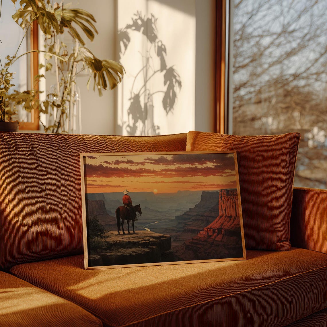 Cowboy Sunset Ride Western Canyon Print
