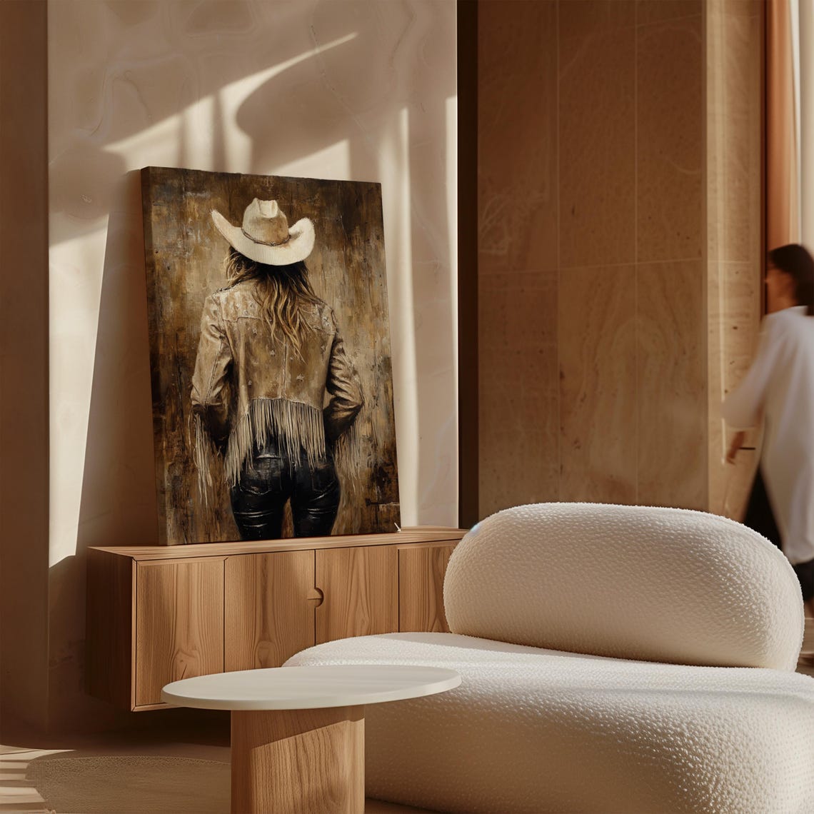 Cowgirl Back View Art Star Fringe Jacket Print Rustic Western Decor Vintage Country Girl Wall Art - Image 5