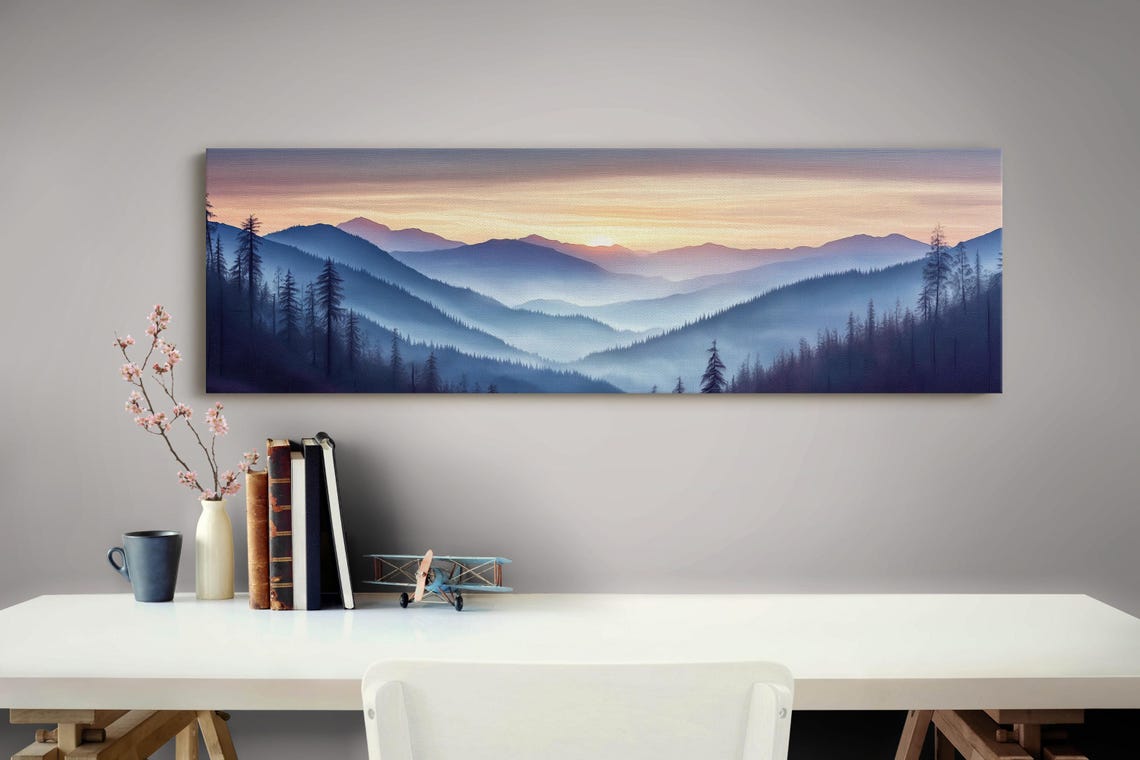 Golden Sunrise Over Misty Mountains Panoramic Forest Nature Poster - Image 4