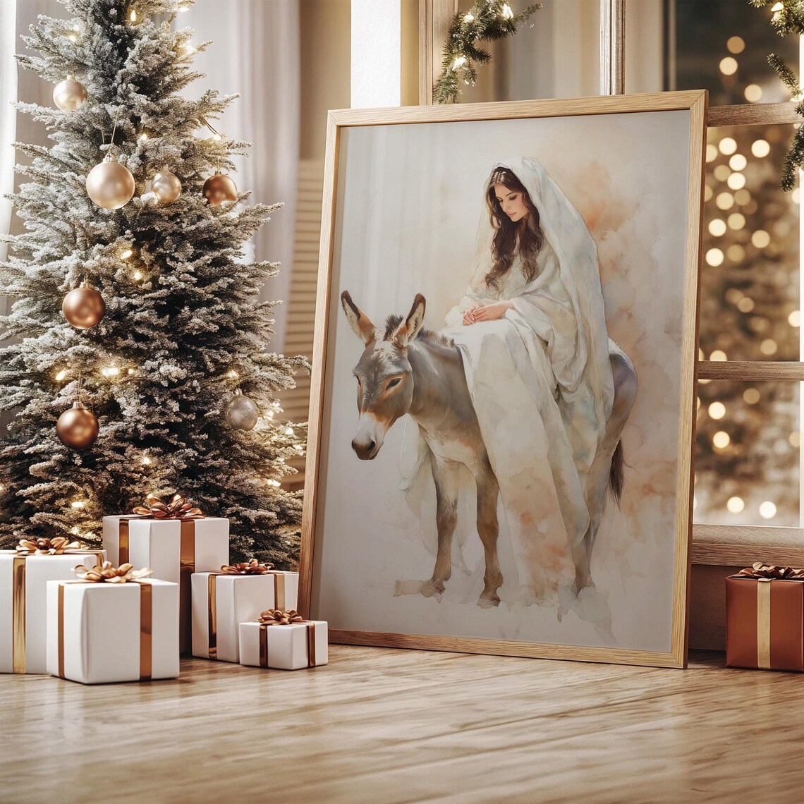 Mary Riding A Donkey Nativity Journey Art Print