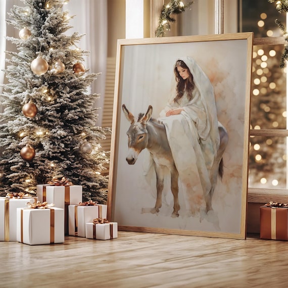 Mary Riding A Donkey Nativity Journey Art Print