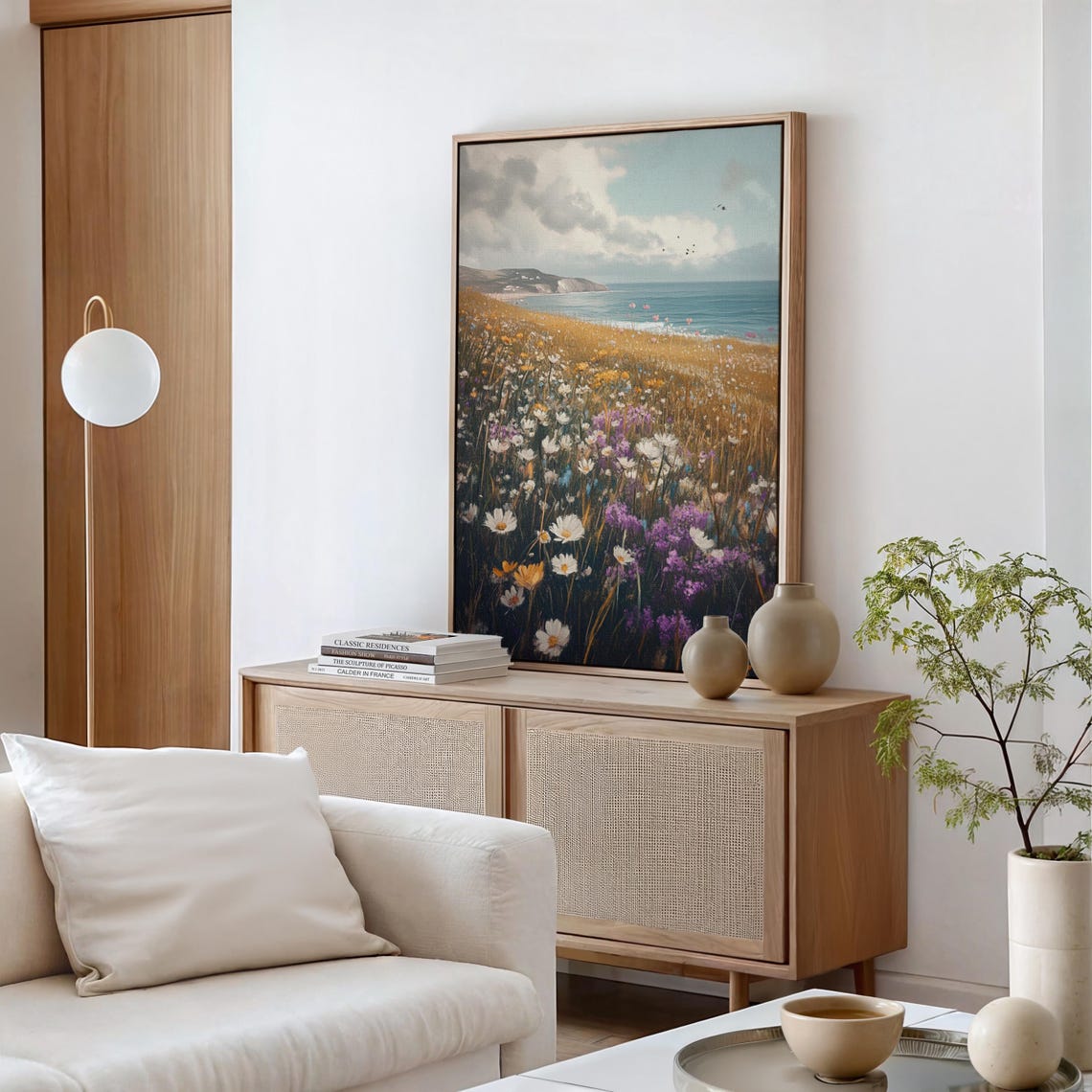 Vibrant Coastal Wildflower Meadow with Cliffs Ocean Horizon Poster - Image 6