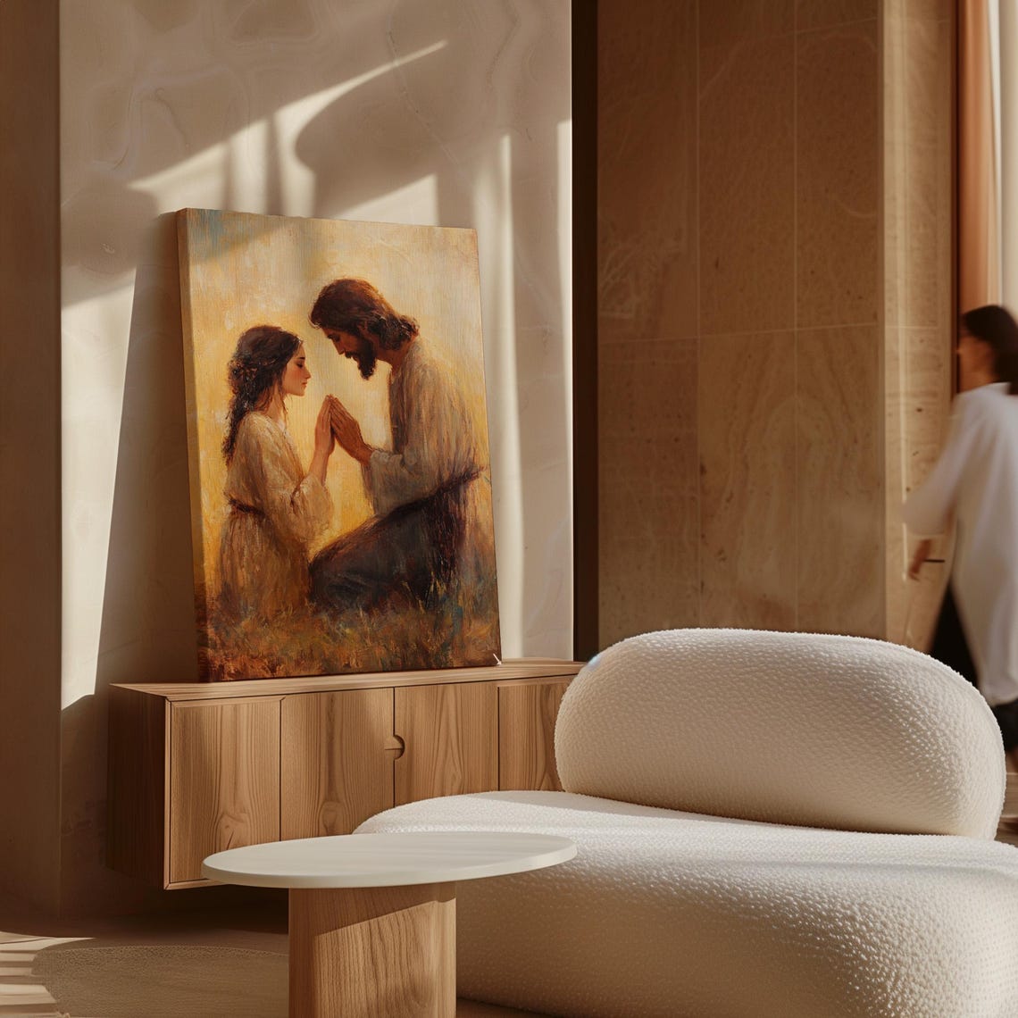 Jesus Praying With Kneeling Woman Warm Faith Christian Art Print - Image 7