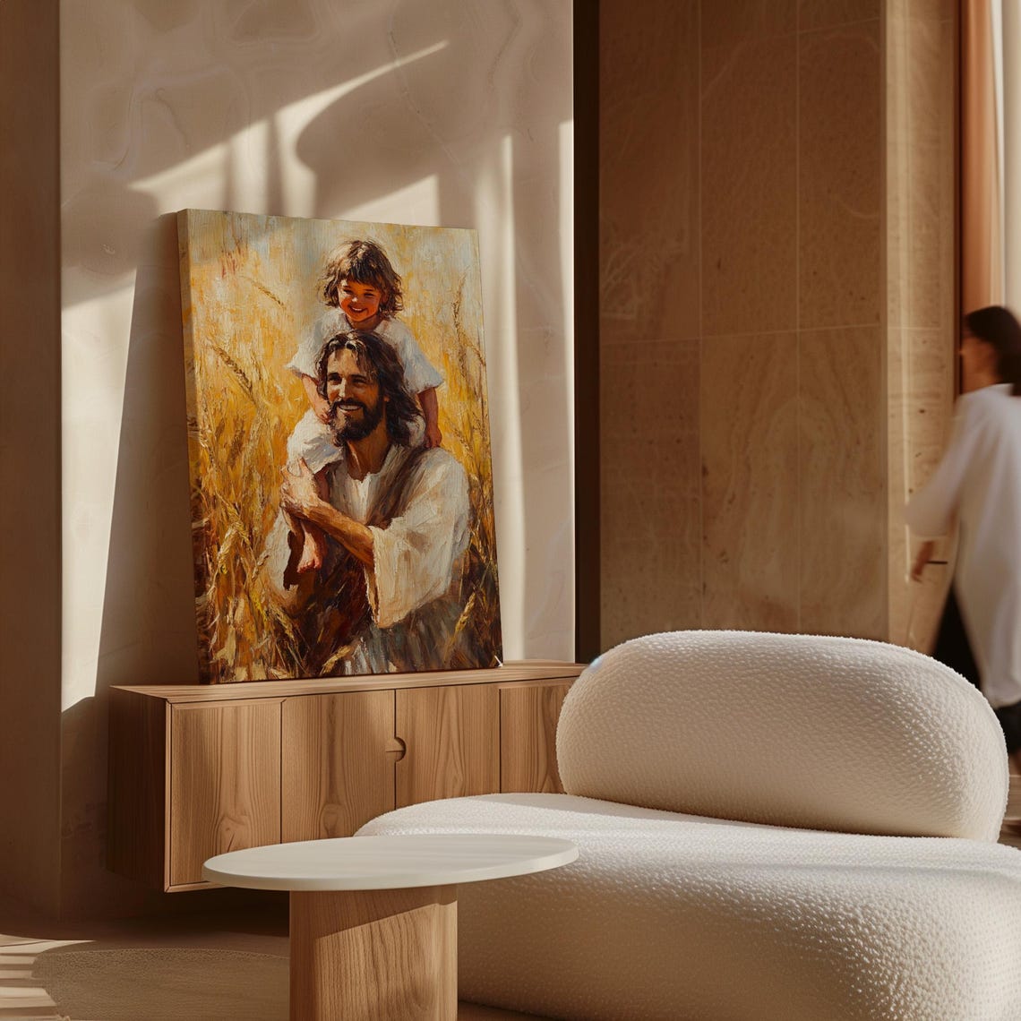 Jesus Carrying Child Golden Wheat Field Joy Christian Poster - Image 6