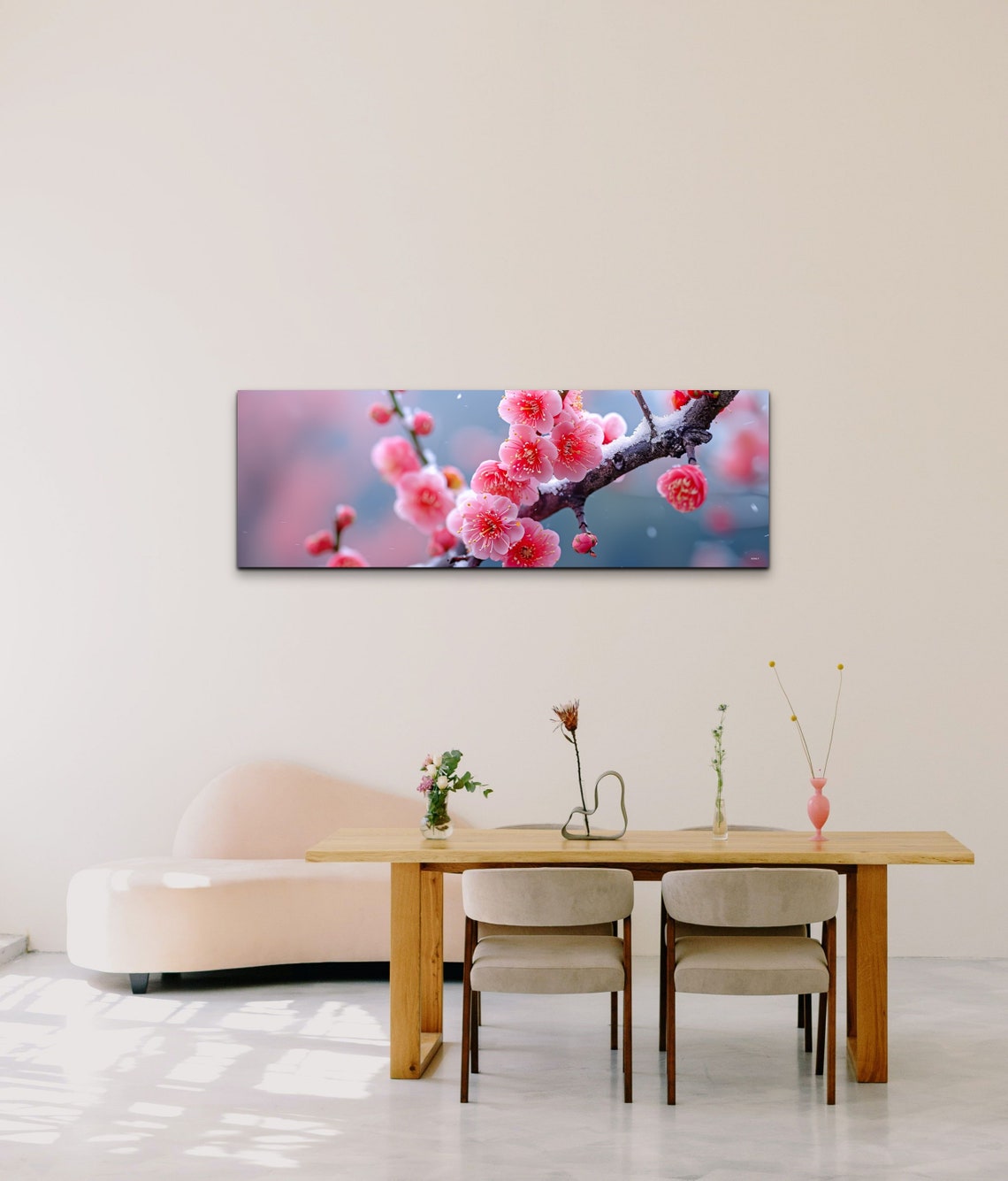 Pink Cherry Blossom Branch Panoramic Spring Floral Tree Art Print - Image 7