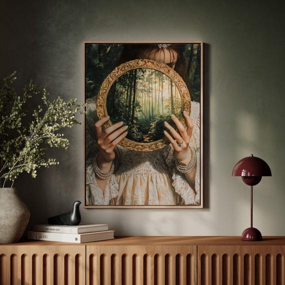 Mystical Forest Reflection Enchanting Vintage Inspired Wall Art Elegant Mirror Frame Decor With Timeless Charm